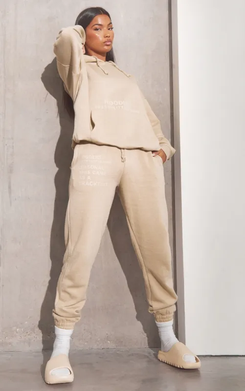 RENEW PRETTYLITTLETHING Oatmeal Oversized Cuffed Joggers sold by Pretty Little Thing