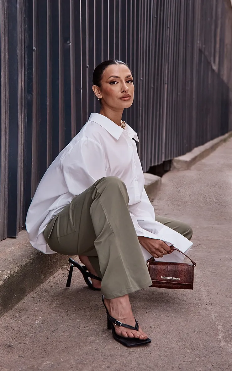 Khaki Elasticated Waist Straight Leg Cargo Pants sold by Pretty Little Thing product image thumbnail 4