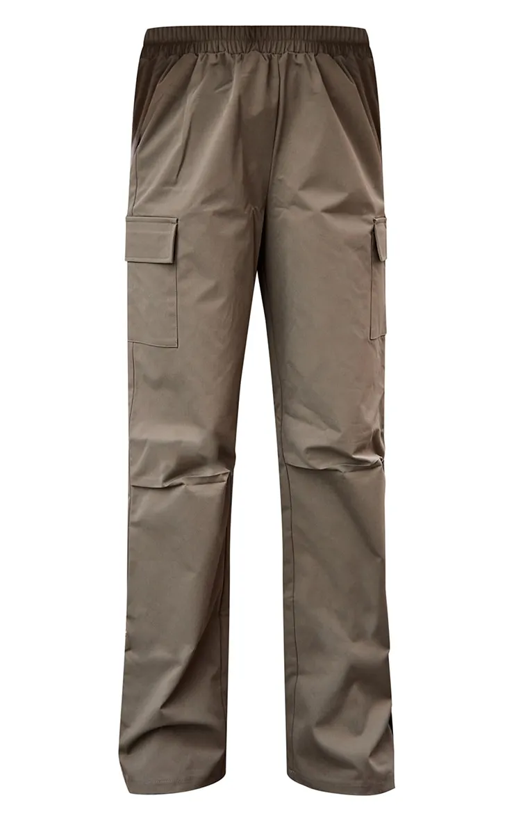 Khaki Elasticated Waist Straight Leg Cargo Pants sold by Pretty Little Thing product image thumbnail 5