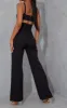 Black Woven Boned High Waist Straight Leg Trousers sold by Pretty Little Thing
