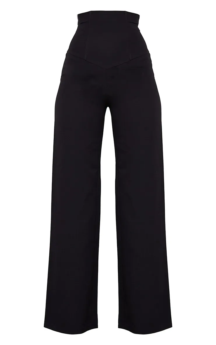 Black Woven Boned High Waist Straight Leg Trousers sold by Pretty Little Thing product image thumbnail 5