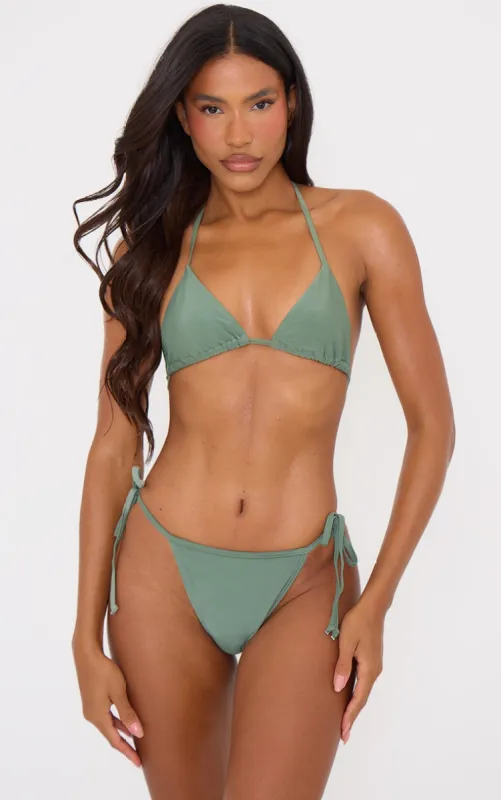 Pale Khaki Mix & Match Triangle Bikini Top sold by Pretty Little Thing