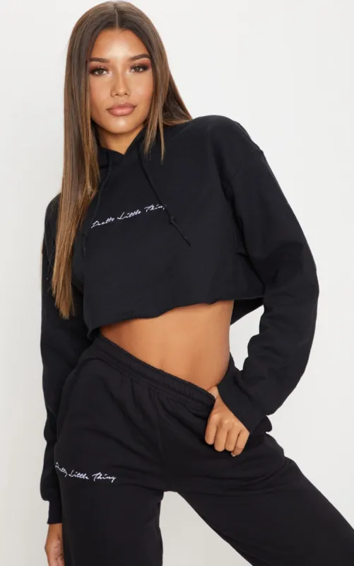 PRETTYLITTLETHING Black Oversized Crop Hoodie sold by Pretty Little Thing