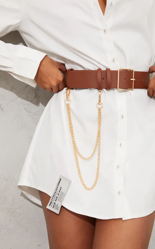 Tan Gold Chain Waist Belt sold by Pretty Little Thing