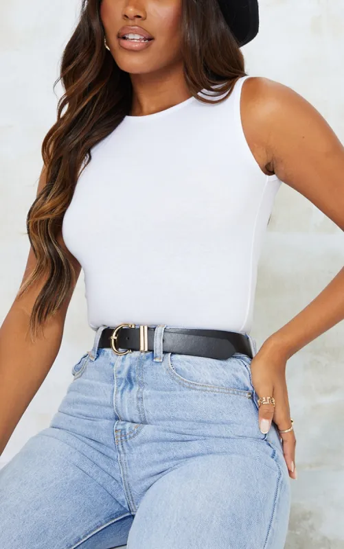 Black PU Gold Horseshoe Buckle Belt sold by Pretty Little Thing