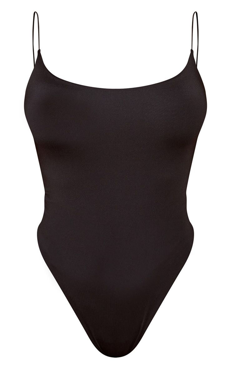 Shape Black Slinky Spaghetti Strap Bodysuit sold by Pretty Little Thing product image thumbnail 5
