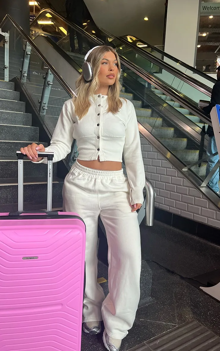 Cream Mid Rise Wide Leg Joggers sold by Pretty Little Thing product image thumbnail 2