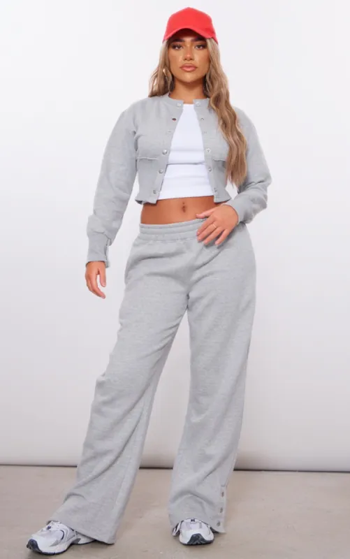 Ash Grey Mid Rise Wide Leg Joggers sold by Pretty Little Thing
