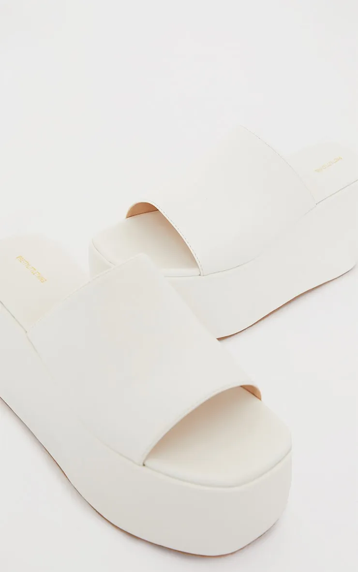 White PU Square Toe Platform Mules sold by Pretty Little Thing product image thumbnail 3