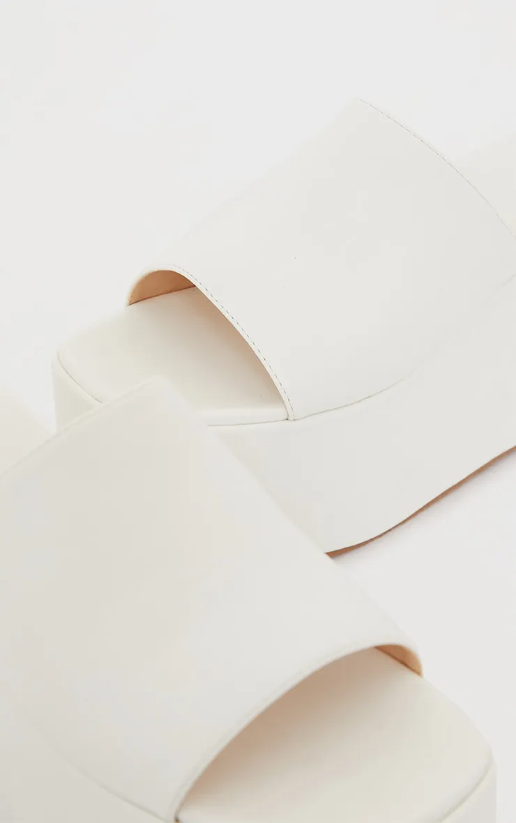 White PU Square Toe Platform Mules sold by Pretty Little Thing product image thumbnail 4