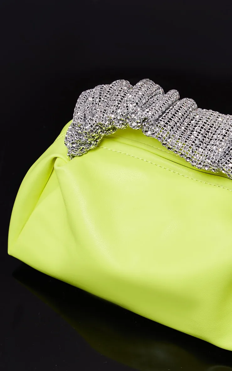 Neon Yellow Diamante Handle Slouchy Grab Bag sold by Pretty Little Thing product image thumbnail 2