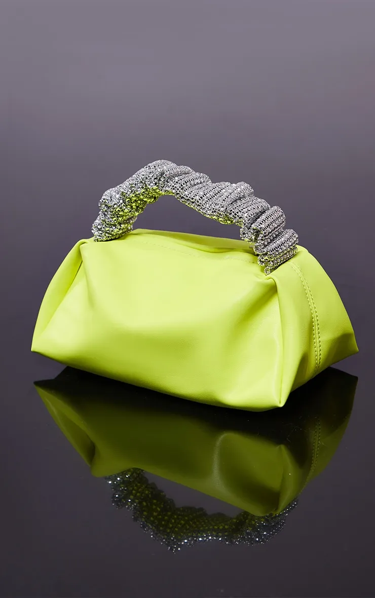 Neon Yellow Diamante Handle Slouchy Grab Bag sold by Pretty Little Thing product image thumbnail 3