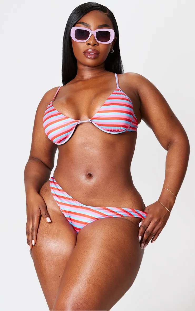 Plus Multi Striped Bikini Top sold by Pretty Little Thing