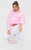 PRETTYLITTLETHING Pink Tonal Logo Cropped Puffer sold by Pretty Little Thing