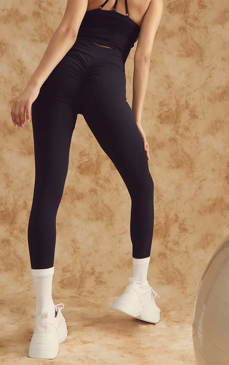Black Sculpt Ruched Bum Gym Leggings sold by Pretty Little Thing product image thumbnail 3