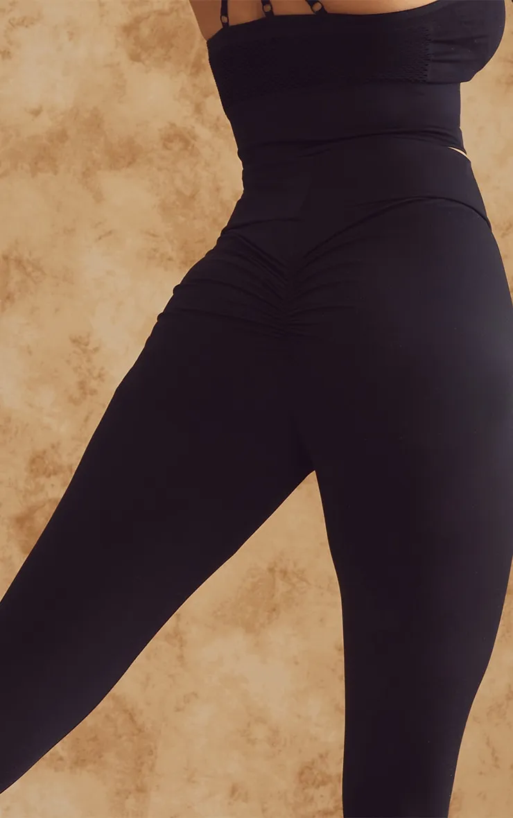 Black Sculpt Ruched Bum Gym Leggings sold by Pretty Little Thing product image thumbnail 4