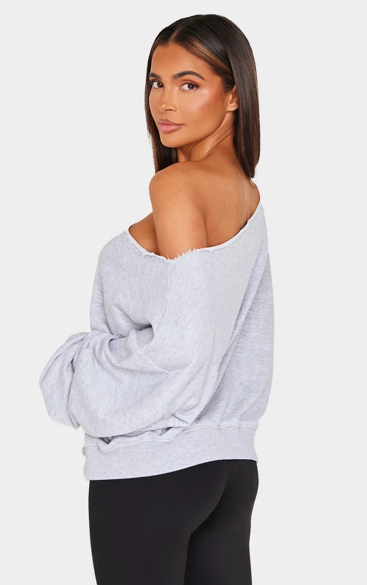 Grey Marl Oversized Off Shoulder Sweatshirt sold by Pretty Little Thing product image thumbnail 2