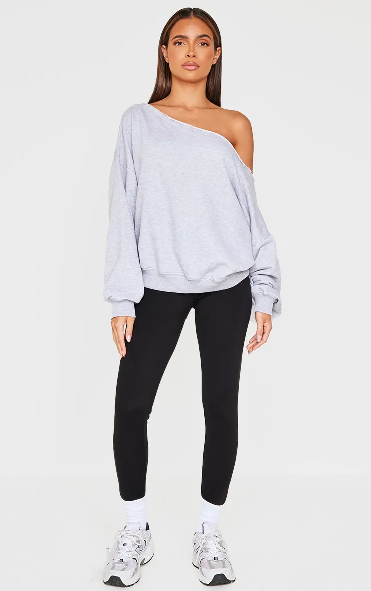 Grey Marl Oversized Off Shoulder Sweatshirt sold by Pretty Little Thing product image thumbnail 3