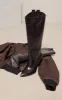 Black Croc PU Point Toe Western Knee High Stiletto Heeled Boots sold by Pretty Little Thing
