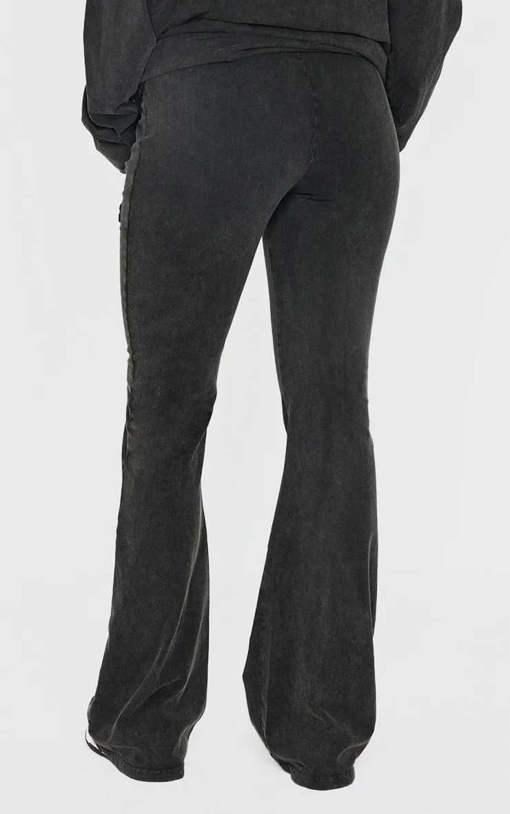 PRETTYLITTLETHING Black Embossed Logo Washed Skinny Flare Trousers sold by Pretty Little Thing product image thumbnail 3