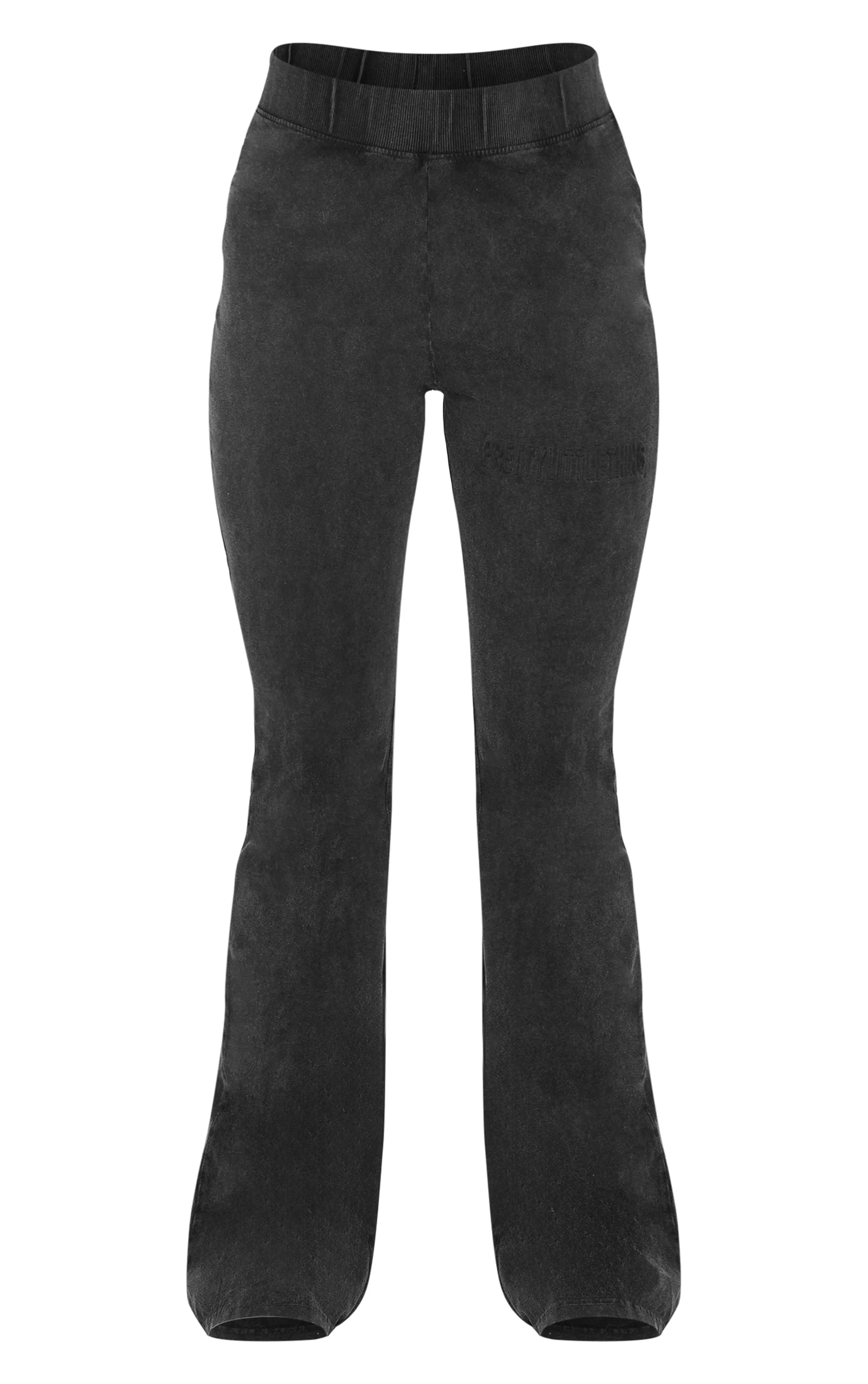 PRETTYLITTLETHING Black Embossed Logo Washed Skinny Flare Trousers sold by Pretty Little Thing product image thumbnail 5