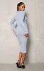 Grey V Neck Knit Midi Dress sold by Pretty Little Thing