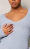 Grey V Neck Knit Midi Dress sold by Pretty Little Thing
