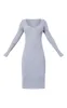 Grey V Neck Knit Midi Dress sold by Pretty Little Thing