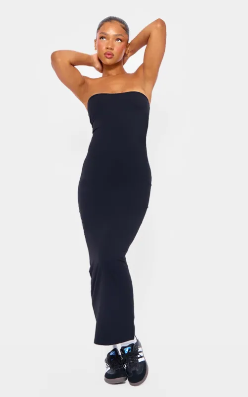 Black Contour Sculpt Bandeau Midaxi Dress sold by Pretty Little Thing