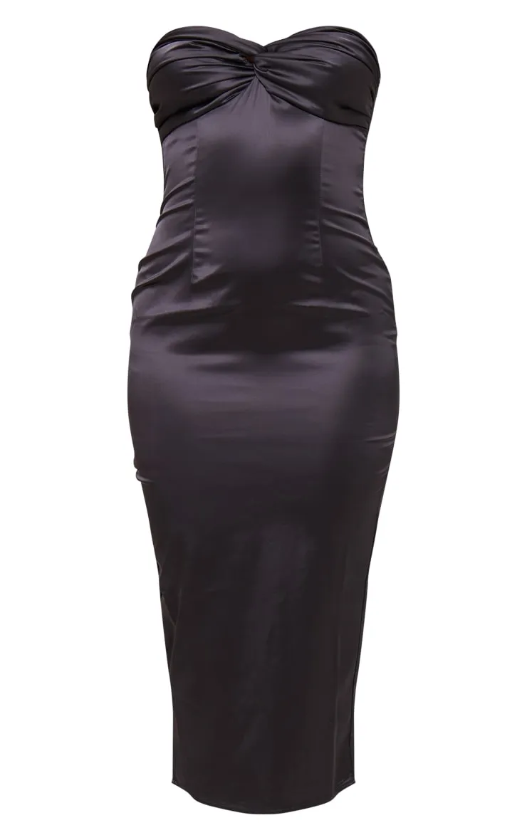 Black Twist Knot Detail Midi Dress sold by Pretty Little Thing product image thumbnail 5