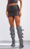 Premium Black Washed Faux Leather Seam Detail Low Rise Micro Mini Skirt sold by Pretty Little Thing