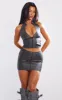 Premium Black Washed Faux Leather Seam Detail Low Rise Micro Mini Skirt sold by Pretty Little Thing