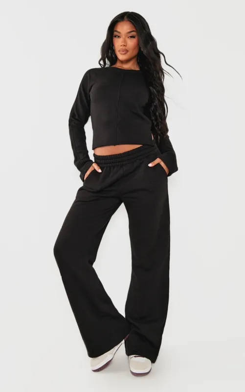 PRETTYLITTLETHING Black Low Rise Wide Leg Joggers sold by Pretty Little Thing