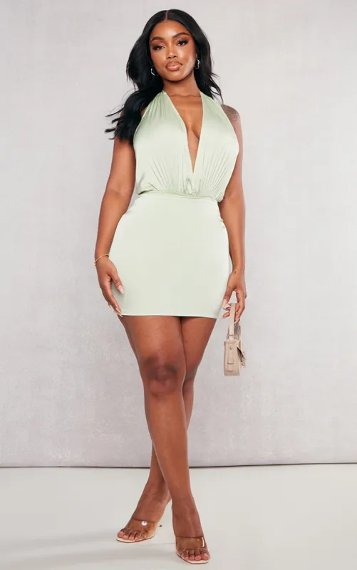 Shape Sage Green Satin Mini Skirt made by Pretty Little Thing