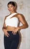 Cream Contour Jersey One Shoulder Aysmmetric Crop Top sold by Pretty Little Thing