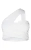 Cream Contour Jersey One Shoulder Aysmmetric Crop Top sold by Pretty Little Thing