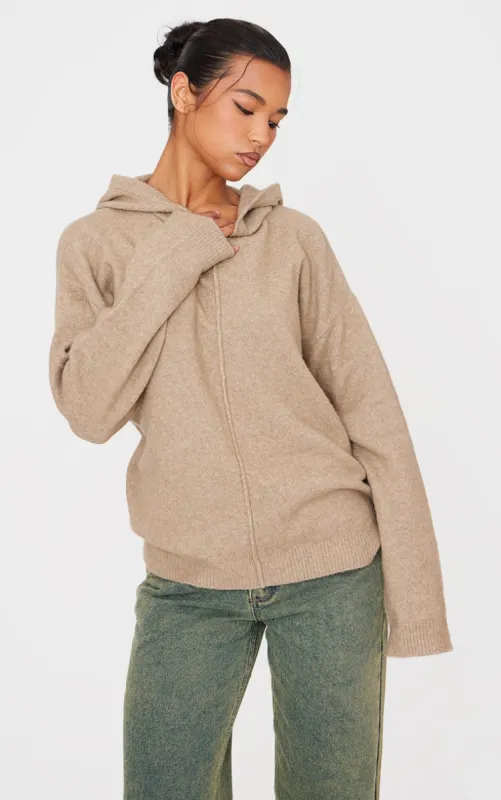 Light Mocha Soft Knit Oversized Hoodie sold by Pretty Little Thing