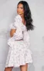 Pink Floral Print Woven Ruched Long Sleeve Crop Top sold by Pretty Little Thing