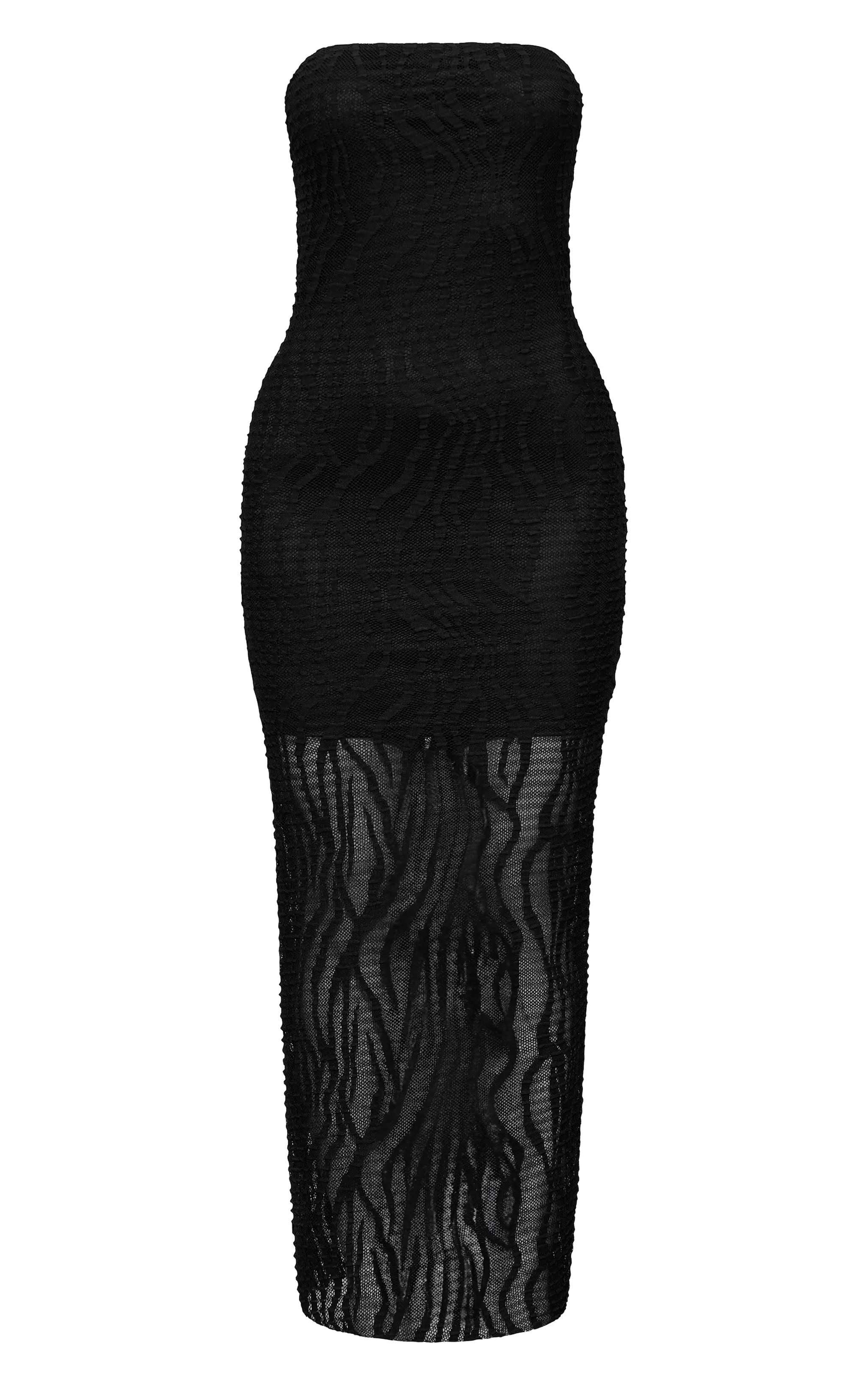 Black Textured Sheer Jersey Bandeau Maxi Dress sold by Pretty Little Thing product image thumbnail 5