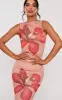 Nude Printed Mesh Floral Print Maxi Dress sold by Pretty Little Thing