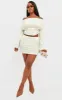 Shape Cream Soft Knit Extreme Foldover Long Sleeve Ruched Side Top sold by Pretty Little Thing
