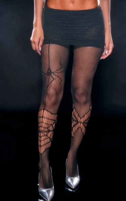 Black Spider Fishnet Tights sold by Pretty Little Thing