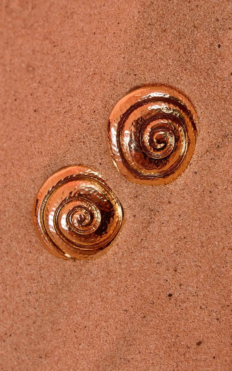 Gold Molten Swirl Statement Stud Earrings sold by Pretty Little Thing product image thumbnail 2