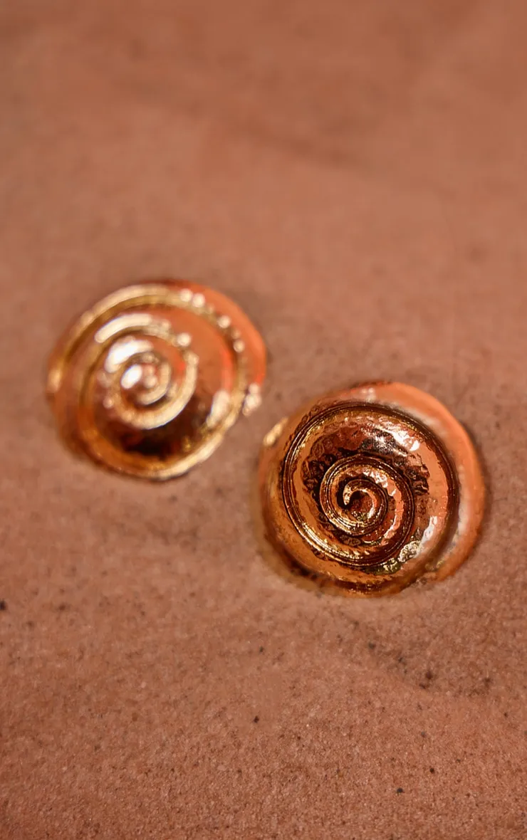 Gold Molten Swirl Statement Stud Earrings sold by Pretty Little Thing product image thumbnail 3