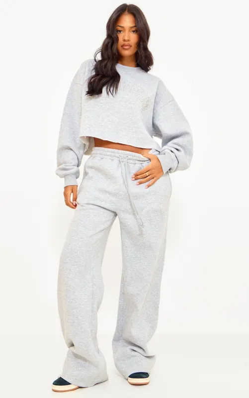 PRETTYLITTLETHING Tall Grey Marl Drawstring Wide Leg Joggers sold by Pretty Little Thing