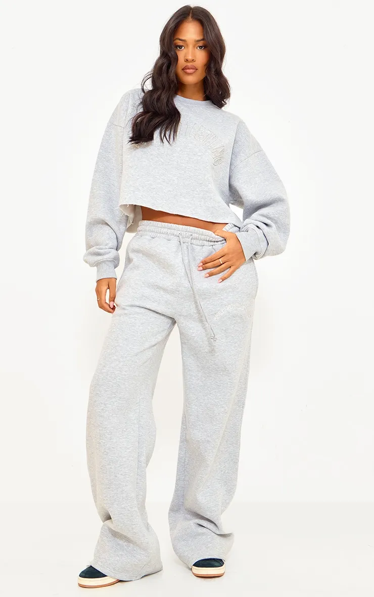 PRETTYLITTLETHING Tall Grey Marl Drawstring Wide Leg Joggers sold by Pretty Little Thing