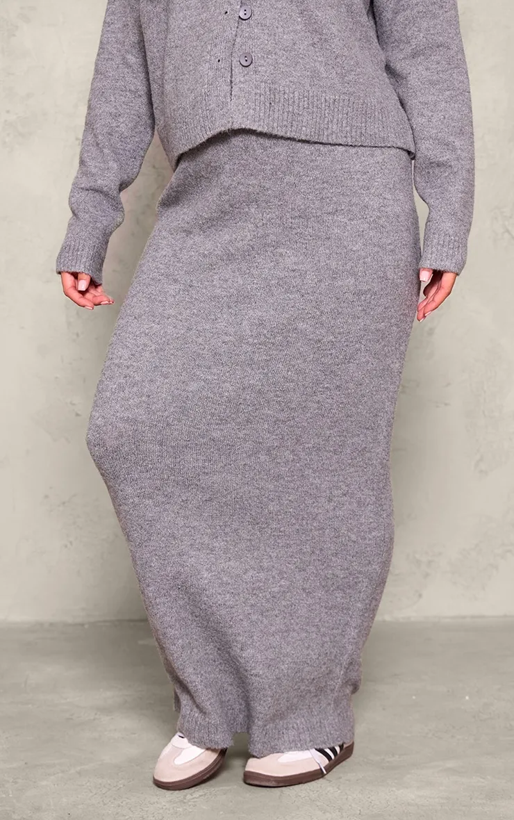 Maternity Grey Melange Soft Knit Maxi Skirt sold by Pretty Little Thing product image thumbnail 2