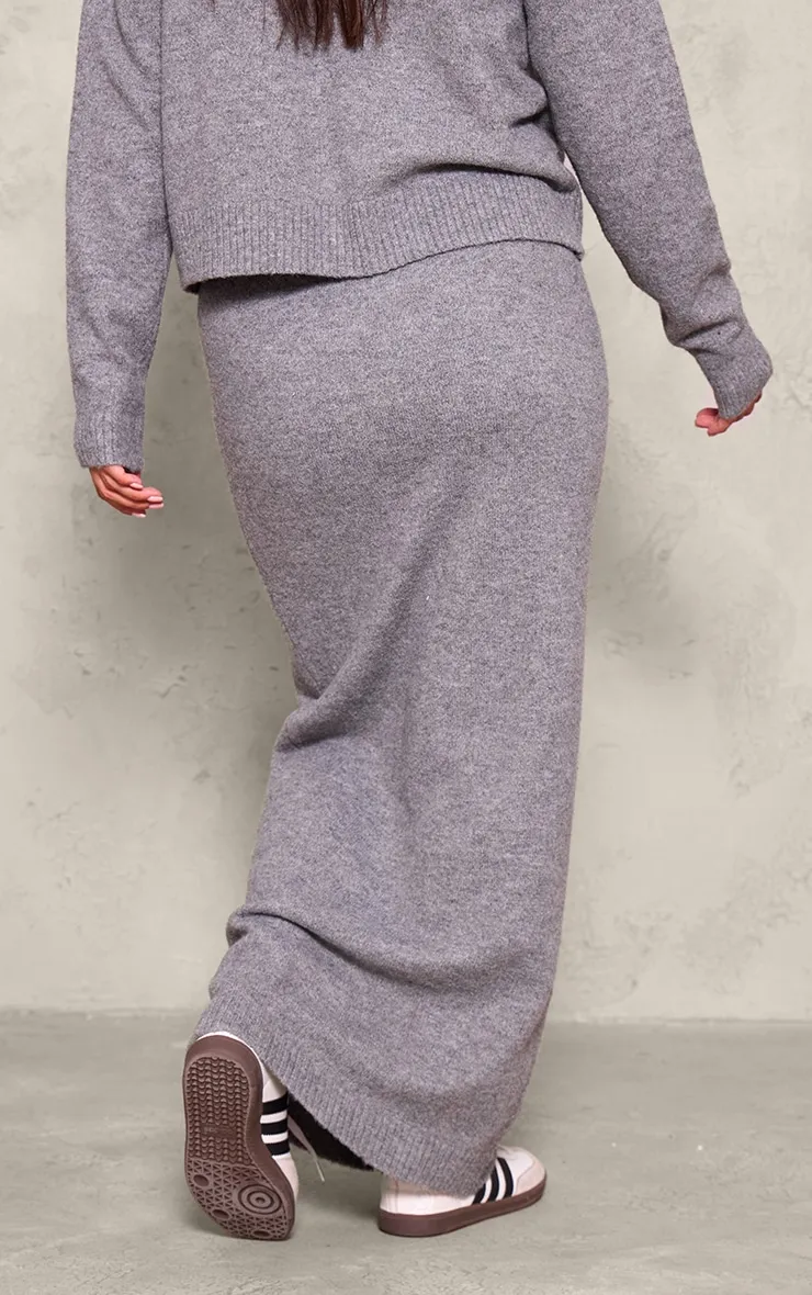 Maternity Grey Melange Soft Knit Maxi Skirt sold by Pretty Little Thing product image thumbnail 3