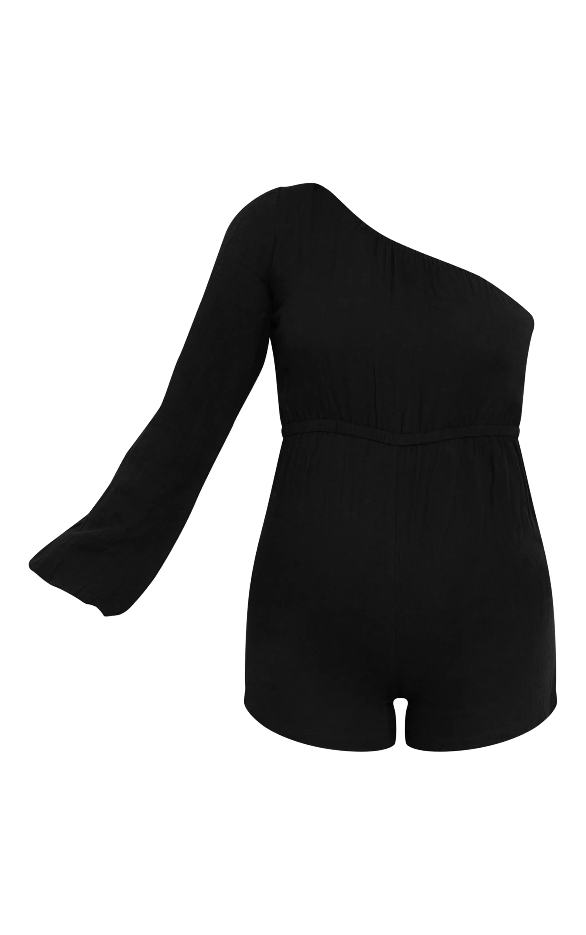 Maternity Black Shirred Cheesecloth One Shoulder Playsuit sold by Pretty Little Thing product image thumbnail 5