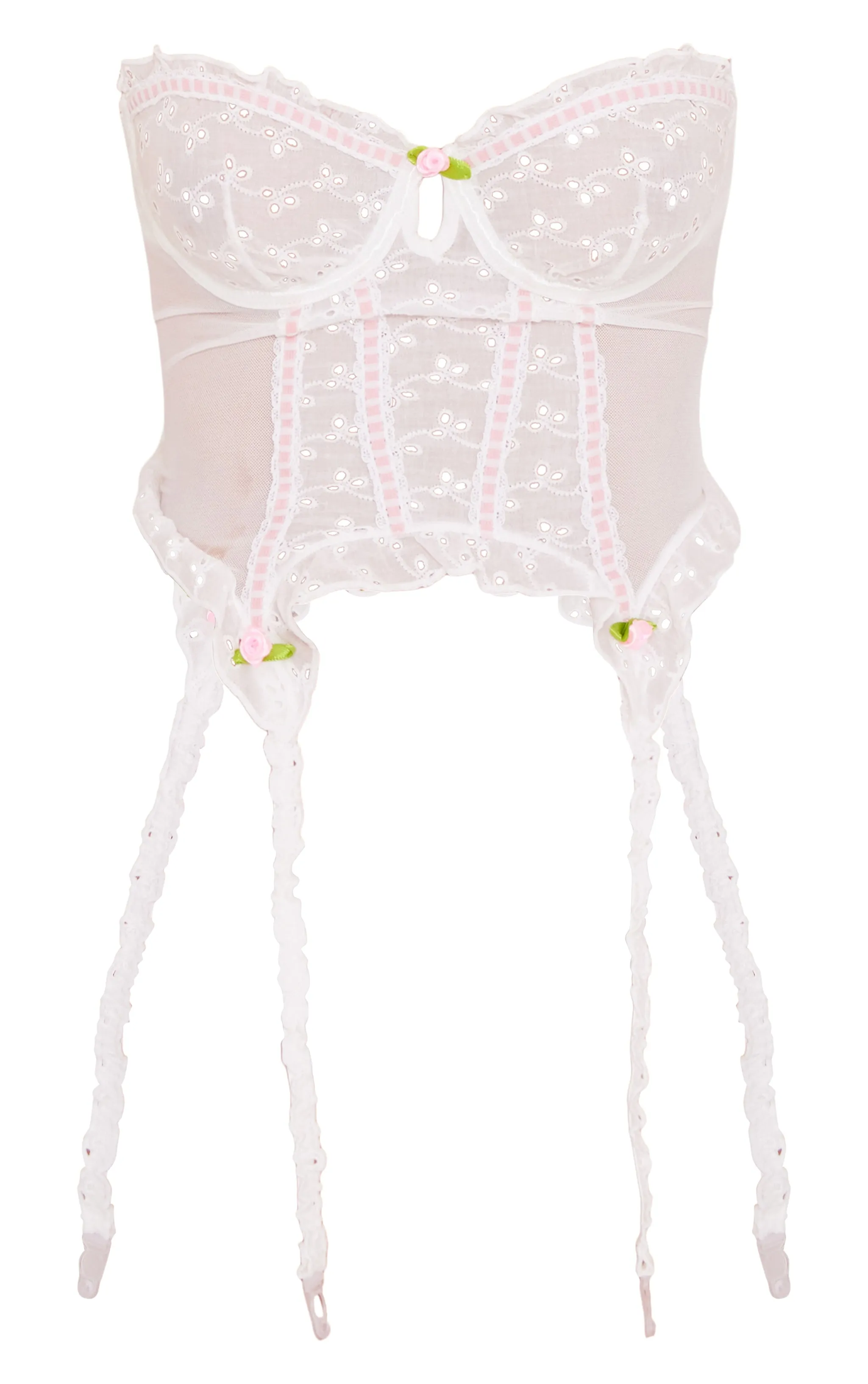 White Broderie Frill Edge Bandeau Corset sold by Pretty Little Thing product image thumbnail 5